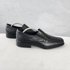 Ecco Slip On Loafers Shoes Mens Size 9 Black Leather Bicycle Toe New Jersey EU43